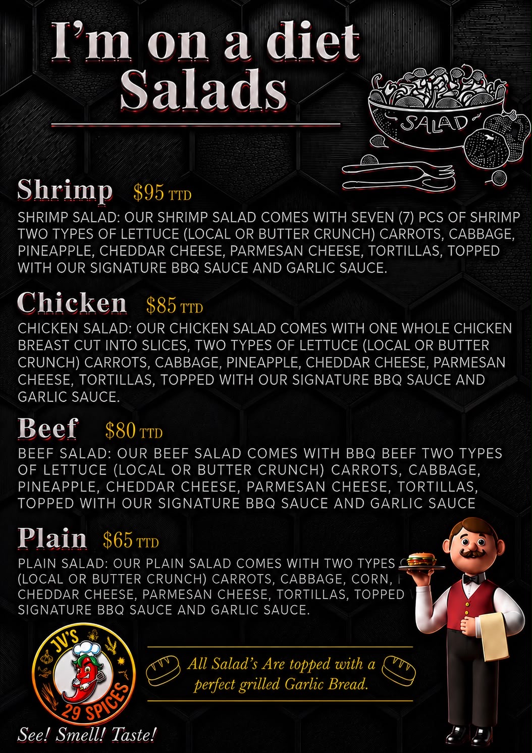 JVS Salads Menu Page 1
